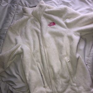 White and pink north face